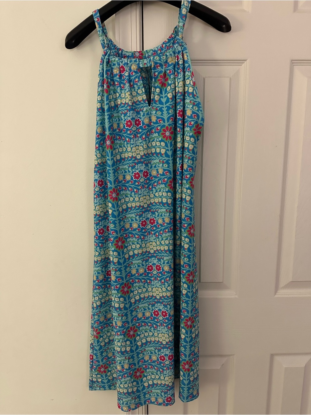 Kaeli Smith Turquoise Floral Mini Dress with Pink Accents